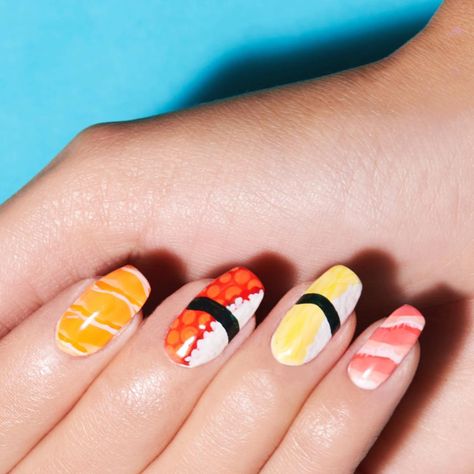 Sushi Nails, Sushi Halloween, Japan Nail, Michelle Lee, Sushi Art, Manicure Inspiration, Amazing Nails, 4k Followers, Color Street Nails