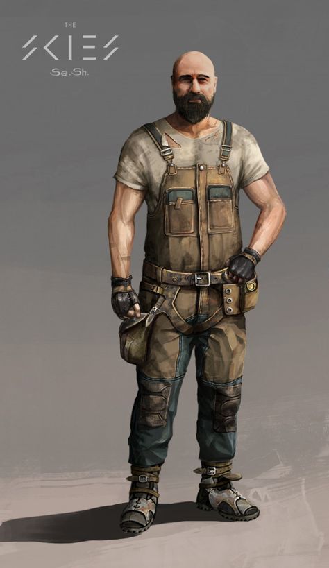 ArtStation - mechanic, Sergey Shilkin Dystopian Mechanic, Post Apocalyptic Mechanic, Construction Worker Character Design, Mechanic Oc Male, Fantasy Mechanic, Cyberpunk Mechanic, Mechanic Character Design, Mothership Rpg, Mechanic Oc