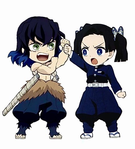 Aoi Inosuke, Chibi Demon Slayer, Chibi Kny, Inosuke X Aoi, Demon Slayer Chibi, Really Cool Wallpapers, Aoi Kanzaki, Kamaboko Squad, Anime Paper