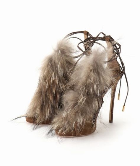 Dsquared2 Heels, Luisa Casati, Boots With Leg Warmers, Dsquared2 Shoes, Fur Goods, Designer Shoes Heels, Fur Sandals, Fur Heels, Runway Shoes