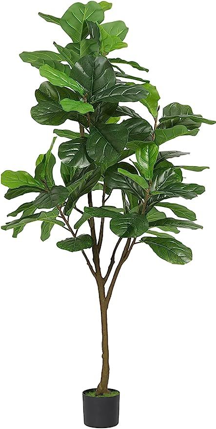 Amazon.com: VIAGDO Artificial Fiddle Leaf Fig Tree 6ft Tall 86 Decorative Faux Fiddle Leaves Fake Fig Silk Tree in Pot Artificial Tree for Home Office Living Room Bathroom Corner Decor Indoor : Home & Kitchen Large Fake Plants, Fig Leaf Tree, Fiddle Fig Tree, Fiddle Tree, Fiddle Leaf Tree, Tree In Pot, Palm Tree Plant, Indoor Kitchen, Fiddle Fig