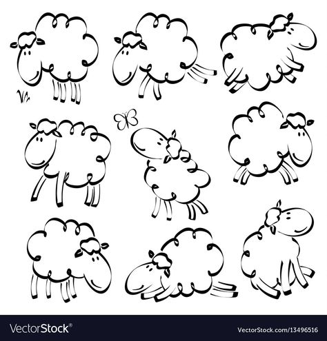 Cartoon Lamb, Sheep Tattoo, Sheep Drawing, Sheep Cartoon, Sheep Illustration, Drawing Funny, Easter Drawings, Sheep Paintings, Funny Sheep