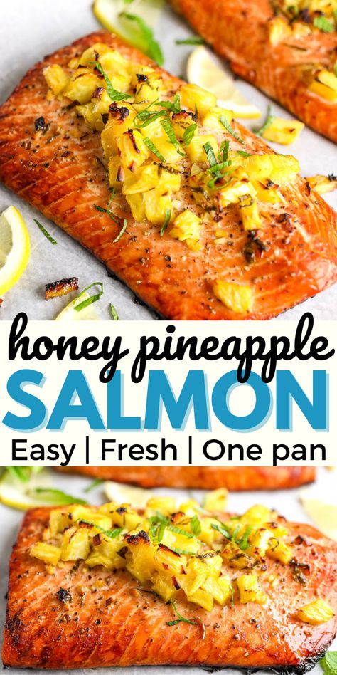 Fresh Salmon Recipes, Pineapple Salmon, Salmon Recipes Baked Healthy, Fish Dinner Recipes, Lake Food Ideas Summer, Easy Salmon Recipes, Food Ideas Summer, Lake Food Ideas, Fish Recipes Healthy