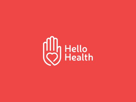 Hello health branding - maxlapteff - #red #monoline #health #hand Healing Quotes Health, Health Coach Logo, Health Branding, Health Tattoo, Logo Design Health, Health Icon, Healthcare Logo, Medical Logo, Healthcare Design