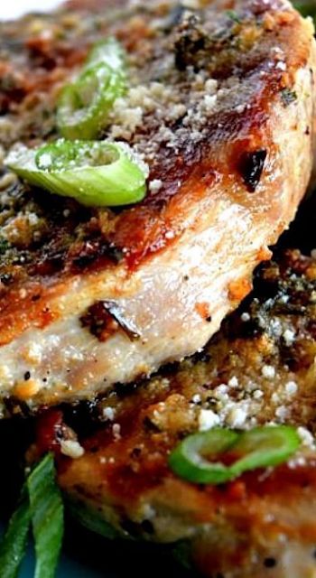 Garlicky Butter Chive Parmesan Pork Chops Parmesan Pork Chops, Pork Dinner, Pork Chop, Pork Chop Recipes, Pork Dishes, Pork Ribs, Main Meals, Pork Chops, Main Dish Recipes