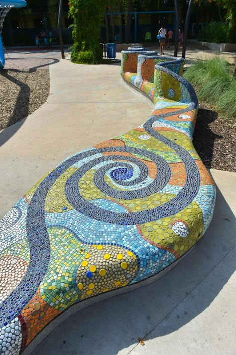 Meet the man behind Yanaguana Garden’s blue panther - ExpressNews.com Mosaic Sculpture Ideas, Park Bench Ideas, Rock Mosaics, Coloured Tiles, Mosaic Walkway, Mosaic Sculpture, Mosaic Hearts, Mosaics Art, Paving Ideas