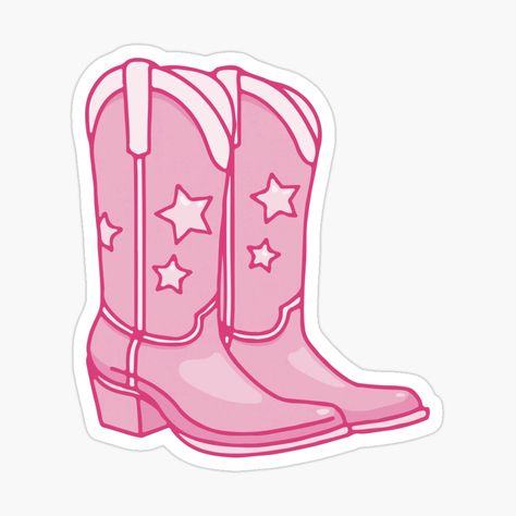 Get my art printed on awesome products. Support me at Redbubble #RBandME: https://www.redbubble.com/i/sticker/Pink-Cowboy-Boots-pink-outline-by-maura41/156761289.EJUG5?asc=u Cowboy Boots Sticker, Cowboy Boot Outline, Cowboy Boots Drawing, Cowboy Stickers, Cowboy Boots Aesthetic, Cowboy Boots Print, Pink Cowboy Boots, Emoji Wallpaper Iphone, Pink Cowboy