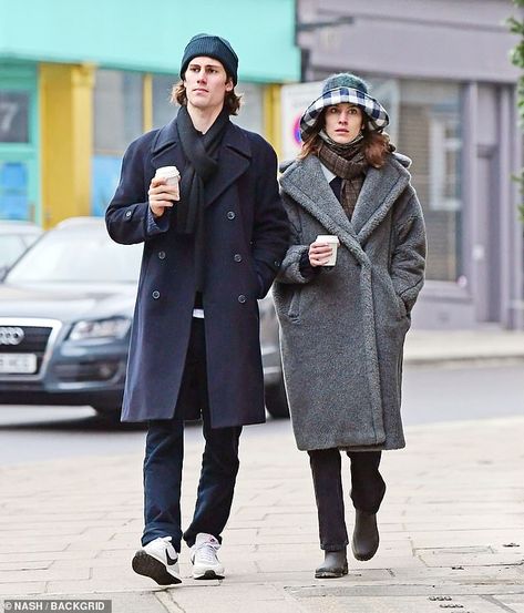 Alexa Chung with Orson Fry last week.  Miss Chung, 37, chose a grey £370 oversized Teddy B... Alexa Chung Boyfriend, Oversized Teddy Bear, Alexa Chung Style, Teddy Bear Coat, Online Photo Gallery, With Boyfriend, Alexa Chung, Baby Cold, Celebrity Photos