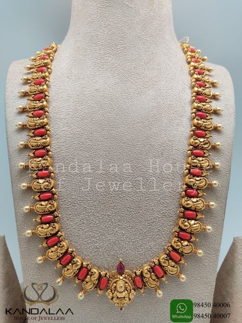 Pagadalu Jewellery, Malabar Gold Jewellery Necklaces Antique, Coral Necklace Indian Gold, Coral Jewelry Indian Gold, Coral Jewelry Set, Gold Temple Jewellery, Antique Necklaces Design, Online Gold Jewellery, Gold Jewelry Simple Necklace