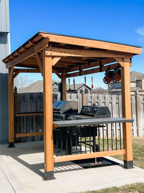 The Best Patio Grill Gazebo from Backyard Discovery - Love and Marriage Simple Grill Shelter, Backyard Grill Station Ideas, Grill Section Backyard, Diy Barbecue Grill Station, Grilling Area On Deck, Covered Outdoor Grill Station, Grill Areas Outdoor Diy Covered, Outdoor Grill Cover Ideas, Bbq Covered Area Grill Station Backyard