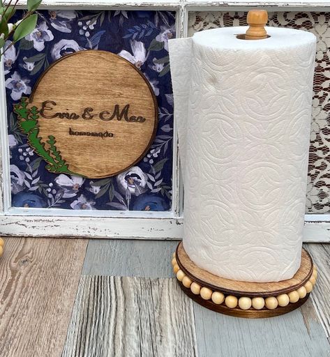 Boho Paper Towel Holder, Wood Paper Towel Holder, Decor Cozinha, Towel Holder Stand, Paper Towel Holders, Farmhouse Decor Kitchen, Towel Stand, Towel Holders, Diy Wooden Projects