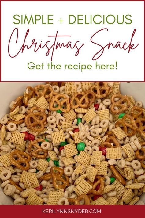 The easiest Christmas snack mix. Christmas Snack Mix Chex Cereal, Reindeer Trail Mix Kids, Christmas Trail Mix Recipes For Kids, Christmas Trail Mix For Kids, Nativity Trail Mix Recipes, Salty Christmas Snacks For Kids, Christmas Snack Mix For Kids, Toddler Christmas Snacks, Christmas Trail Mix Recipes