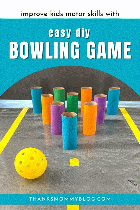 Recycling Games For Preschoolers, Toilet Paper Roll Games, Summer Sports Crafts, Diy Bowling Game, Sports Crafts For Kids, Foam For Kids, Bowling Games For Kids, Bowling Diy, Preschool Olympics