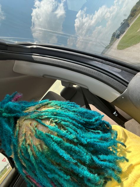 Blue And Blonde Locs, Turquoise Locs, Colors Locs, Half Dyed Locs, Loc Dye, Fluffy Locs, Locs Colors, Color Locs, Loc Colors