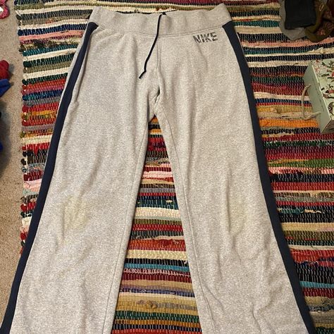 2000s nike sweatpants 
pretty sure these are womens... - Depop 2000s Sweatpants, Track Fits, Vintage Nike Sweatpants, Sweatpants Aesthetic, Nike 2000s, Track Outfits, Y2k Sweatpants, Vintage Sweatpants, Nike Womens Sweatpants