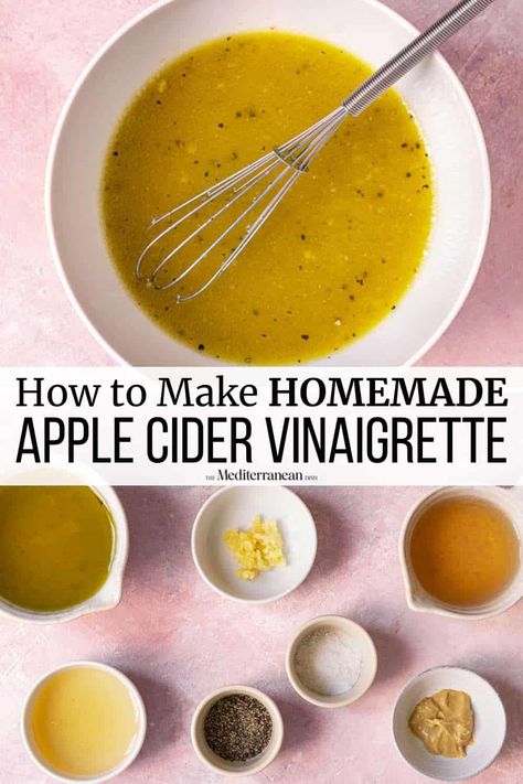 Apple Cider Vinegrette, Apple Cider Vinaigrette, Vinegar Salad Dressing, Cider Vinaigrette, The Mediterranean Dish, Homemade Apple Cider, Vinaigrette Recipe, Salad Dressing Recipes Homemade, Vinegar Uses