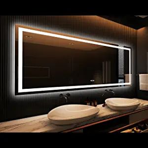 Large bathroom mirror, anti fog, shatter proof, dimmable and 3 colors Led Vanity Mirror, Led Bathroom Mirror, Salon Suites, Led Bathroom, Led Mirror Bathroom, Led Vanity, Bathroom Vanity Mirror, Led Mirror, Wall Mirrors