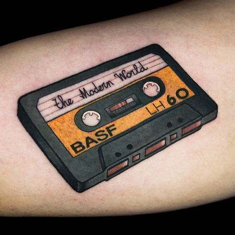 Cassette Tape tattoo by @miguelcomintattooer at No Land Tattoo Parlour Valencia Spain #miguelcomintattooer #miguelcomin #nolandtattooparlour #valencia #spain #cassette #cassettetape #tape #cassettetattoo #mixtape #themodernworld #cassettetapetattoo #tapetattoo #mixtapetattoo #themodernworldtattoo #tattoo #tattoos #tattoosnob. Cassette Tape Tattoo, Cassette Tattoo, Tape Tattoo, Headphones Tattoo, Old School Ink, Music Tattoo Sleeves, Tattoos Pictures, Sick Tattoo, Music Tattoo