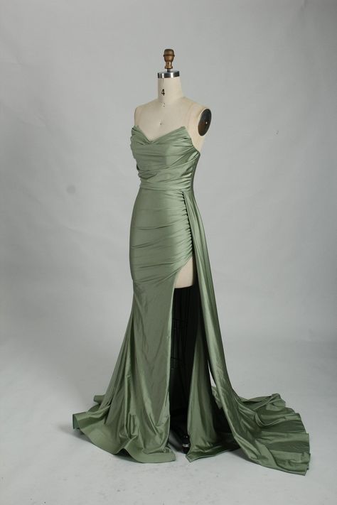 Grey Green Dress, Sage Prom Dress Long, Formal Sage Green Dress, Sage Green Glitter Dress, Sage Green Dress Satin, Moss Green Prom Dress, Sage Green Satin Prom Dress, Khaki Prom Dress, Prom Dress Pale Skin