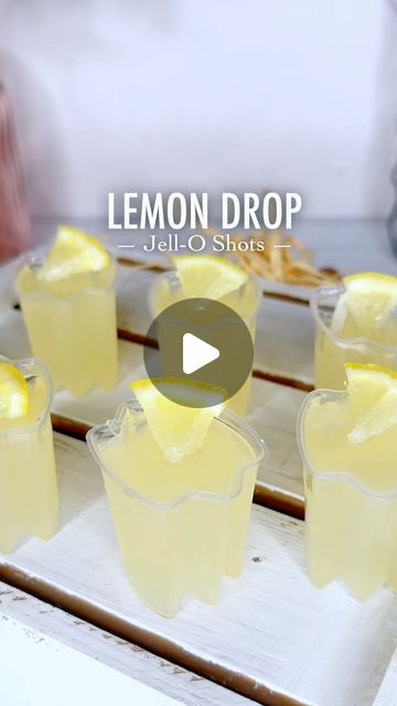 Cocktails with The Whiskey Chick -📍Miami 🌴 on Instagram: "Serving this CLASSIC recipe in JELLO form is something I didn’t know I needed… but definitely will be doing more often!!! Would you try it?? (My sister LOVED IT)

Lemon Drop Jell-O Shots ✨🍋
- yields 7 -

½ cup Vodka
1/3 cup triple sec
½ cup lemon juice 
½ cup Simple syrup 
½ cup Hot Water
2 pks Gelatin 
Garnish: lemon slices with sugar 
———
1- mix your hot water, sugar or simple stand gelatin together until fully melted (also can do this on the stove top on medium heat)
2- add in the remaining ingredients then pour
3- refrigerate for at least 3 hours, garnish & serve
#Cheers

#CocktailsWithWhiskey #recipe #jelloshots #recipe #cocktailrecipes" Shots Alcohol Recipes Parties, Lemon Drop Shots Recipe, Lemon Drop Jello Shots, Lemon Jello Shots, Tequila Jello Shots, Wedding Cocktail Hour Food, Shots Alcohol Recipes, Jell O Shots, Lemon Jello