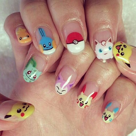 Pokemon Nail Art, Pikachu Nails, Pokemon Nails, Nerdy Nails, Easy Pokemon, The Best Nail Designs, Character Nails, Cartoon Nail Art, Best Nail Designs