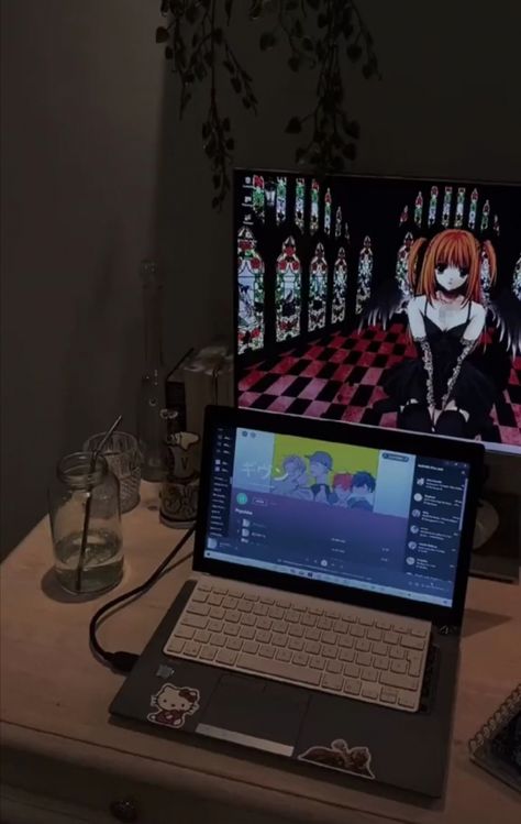 Lea Faye11 Room, Lain Room Aesthetic, Room Ideas Aesthetic Anime Dark, Dorm Room Anime Aesthetic, Messy Teenage Bedroom Aesthetic, Indie Room Decor, Indie Room, Pretty Room, Room Makeover Bedroom