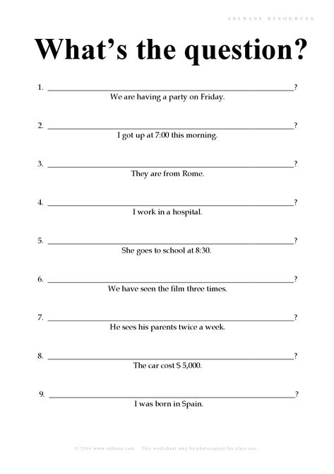 Form Questions Worksheets, How To Make Questions Worksheet, Forming Questions Worksheet, Make Questions Worksheets, Making Questions Worksheet, Edmark Reading Program, Middle School Grammar Worksheets, English Quiz, Grammar Quiz