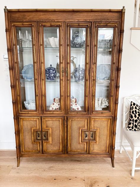 Bamboo China Cabinet, Colorful Transitional, Large Nightstands, Cover Wrinkles, Gold Shelves, Small Nightstand, Serenity Blue, Bamboo Furniture, Coffee Table Styling