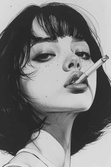 Woman Lips Drawing, Woman Face Drawing, Dark Illustration, Andermatt, Pencil Sketch Images, Japanese Drawings, Dark Art Tattoo, Poster Drawing, Cool Wallpapers Art