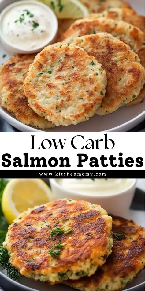 Enjoy these quick and healthy low carb salmon patties! Perfect for lunch or dinner ideas, these crispy patties are packed with flavor and protein. A simple and satisfying recipe that’s easy to make for any meal! Meal Prep Low Calorie, Low Carb Salmon Patties, Low Calorie Options, Low Carb Salmon, Easy High Protein Meals, Salmon Patties Recipe, Protein Meal Prep, High Protein Meal Prep, High Protein Meal