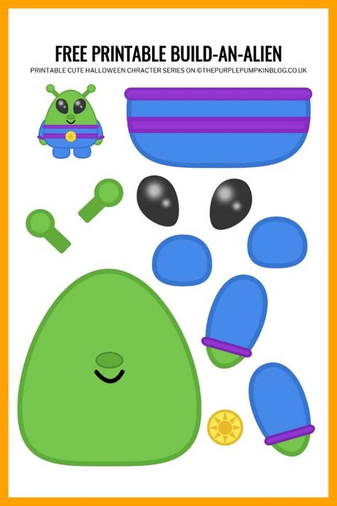 Alien Crafts, Free Printable Crafts, Halloween Character, Halloween Paper Crafts, Halloween Printables Free, Purple Pumpkin, Easy Paper Flowers, Papercraft Templates, Halloween Craft