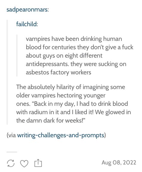 Vampire Tumblr Posts Funny, Vampire Fangs Art Reference, Vampire Ideas Writing Prompts, Vampire Lore Tumblr, Vampire Mythology Facts, Vampire Prompts Story Ideas, Tumblr Vampire Posts, Vampire Writing Tips, Vampire Tumblr Funny