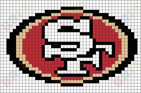 49ers Pixel Art, 49ers Perler Beads, 49ers Perler Bead Patterns, 49ers Cross Stitch Patterns, Crochet 49ers, Football Cross Stitch, 49ers Colors, Football Quilt, Cross Stitch Fonts