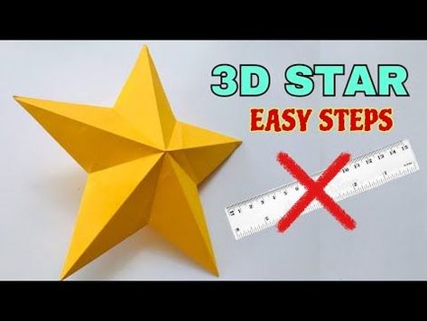 Perfect Shape 3D Star NO RULER! / Easy Paper Star / Paper Craft 3 D Stars From Paper, How To Make Stars From Paper, 3 D Paper Stars How To Make, Christmas Crafts Stars, Stars Making Craft, Stars For Christmas Decorations, Christmas Tree Star Topper Diy 3d Paper, Craft Stars Christmas, How To Make A 3d Paper Star