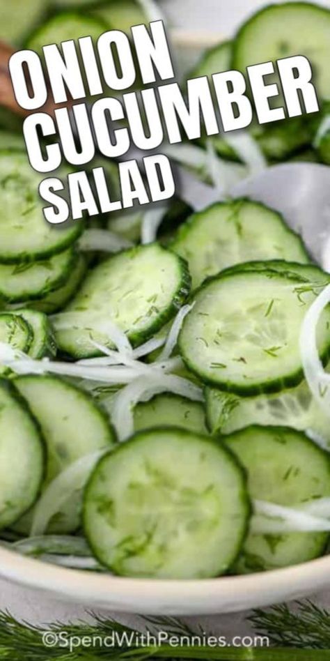 Cucumber Onion Salad, Cucumber Salad Vinegar, German Cucumber Salad, Vinegar Cucumbers, Cucumber Onion, Cucumber Dill, Creamy Cucumber Salad, Cucumbers And Onions, Creamy Cucumbers