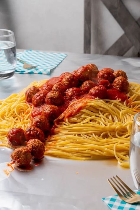 Spaghetti On The Table, Spaghetti Restaurant, Cooking Activities For Kids, Meatballs And Pasta, Restaurant Candles, Junior Chef, Cooking Activities, Dump Dinners, Fun Dinner