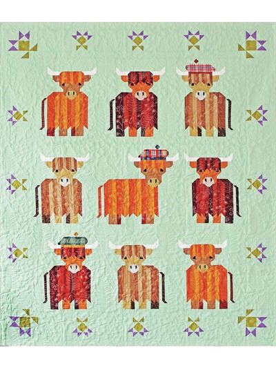 Cattle Call - A Highland Coo Quilt Pattern Highland Cow Quilt Pattern Free, Highland Cow Quilt Pattern, Tams Hats, Cow Quilt Pattern, Highland Cow Quilt, Cow Sewing Pattern, Cow Quilt, Farm Animal Quilt, Kid Quilts