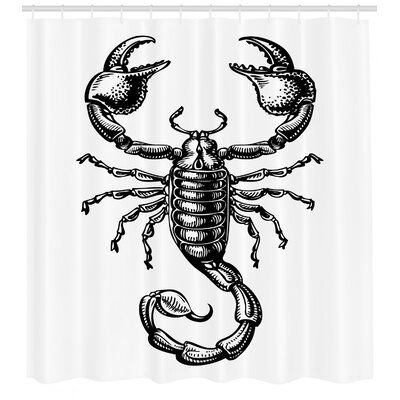 East Urban Home Zodiac Scorpio Shower Curtain Set + Hooks Size: 70" H x 69" W Curtain Sketch, Dessert Night, Zodiac Scorpio, Print Bathroom, Scorpion Tattoo, Stall Shower Curtain, Sketch Tattoo, Power Room, Shower Curtain Decor