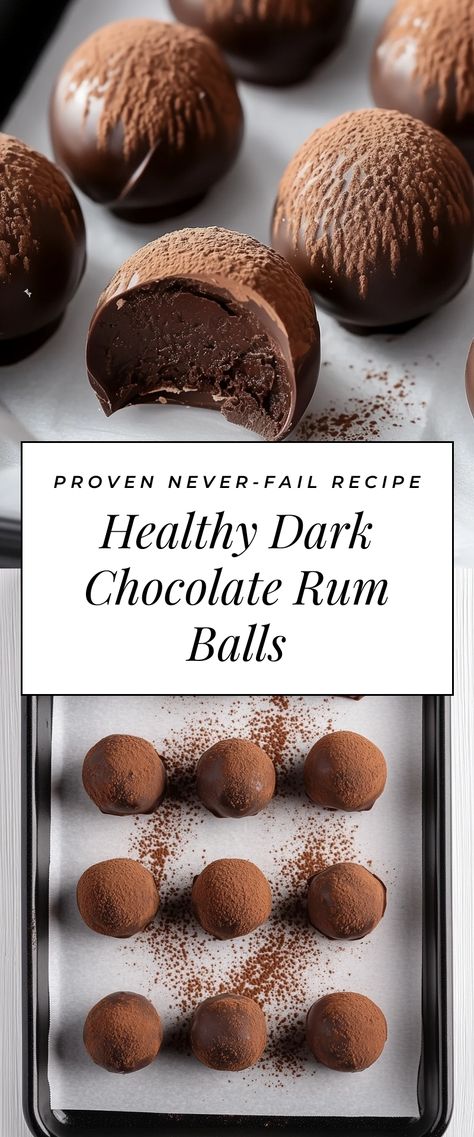 Image for Healthy Dark Chocolate Rum Balls Rum Cake Balls Recipe, Gf Rum Balls, Healthy Rum Balls, Christmas Rum Balls Recipe, Gluten Free Rum Balls, Christmas Rum Balls, Rum Balls Boozy, Rum Balls No Bake, Chocolate Rum Balls