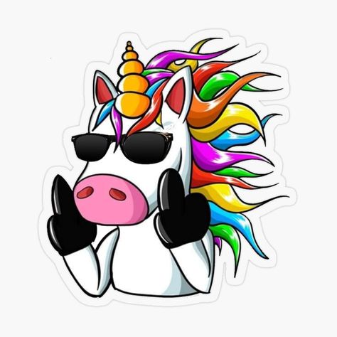 Get my art printed on awesome products. Support me at Redbubble #RBandME: https://www.redbubble.com/i/sticker/Funny-Cool-Unicorn-Behaving-Badly-by-theboujeebunny/49339942.O9UDB?asc=u Cool Unicorn Drawings, Funny Unicorn Drawings, Funny Unicorn Pictures, Emo Unicorn, Bad Stickers, Bad Unicorn, Dark Unicorn, Unicorn Picture, Unicorn Tattoo