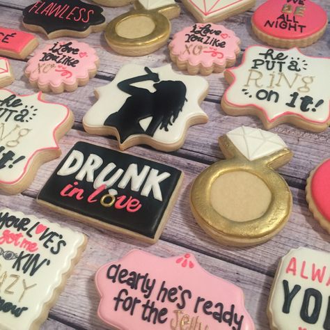 Beyonce Bachelorette Party Decorations, Beyonce Cookies, Beyonce Bachelorette Party, Beyonce Themed Bachelorette, Feyonce Bachelorette Party, Valentines Engagement Party, Drunk In Love Bachelorette Party, Beyonce Bachelorette, Hotel Bachelorette Party