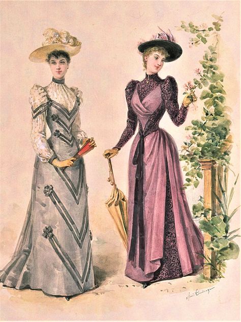 Fashion Plate - La Mode Illustree - 1891 1890 Fashion Plate, 1889 Fashion, 1890s Dress, 1890 Fashion, Edwardian Dresses, 1899 Fashion, Victorian Era Fashion, 1890s Fashion, 1880s Fashion