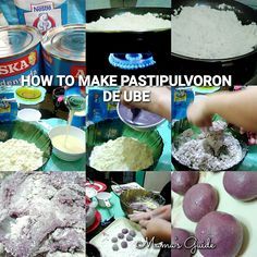 Pastipolvoron is pastillas with polvoron combination, your favorite pinoy candy 2 in 1. Pastipolvoron, pastillas with polvoron twist! Polvoron Recipe, Ube Polvoron Recipe, Polvorones Recipe, Barbeque Pork, Flan Dessert, Ube Recipes, Barbeque Recipes, Cupcake Recipes Chocolate, Filipino Desserts