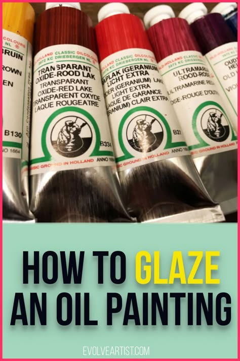 A little goes a long way when it comes to glazing.  Glazing increases depth and intensifies colors that takes your work from flat to luminous.  Continue reading to learn how to glaze your paintings.  #evolveartist #oilpainting #glaze Oil Painting Basics, Painting Techniques Art, Learn Oil Painting, Oil Painting Tips, Long Painting, Oil Painting Lessons, Painting Materials, Oil Painting For Beginners, Let's Make Art