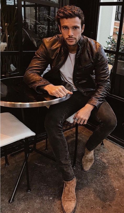 Leather Jacket Outfit Men, Fashionable Men, Mens Fashion Smart, Boating Outfit, Mens Fashion Rugged, Hipster Mens Fashion, Leather Jacket Outfits, Rugged Style, Men's Leather Jacket