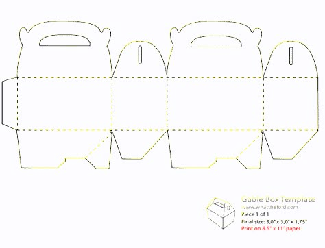 Gable Box Template Download Printable PDF | Templateroller Box File Label Template, Favor Box Template Free, Party Box Template, How To Make Gable Boxes, Gable Box Template Svg Free, Baby Shark Gable Boxes, Party Favor Boxes Template, Treat Box Template Free Printable, Party Favor Box Templates