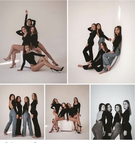 Friends Photography Studio, Friend Photoshoot Group Photo Ideas Studio, Group Birthday Photoshoot, 4 Person Photoshoot, Photoshoot Ideas Friends Group Shots, 4 People Photoshoot, Group Of Women Photoshoot, 4 Friends Photoshoot, Group Of 4 Poses