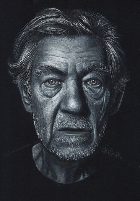 Andy Gotts, Paper Reference, Body Images, Pencil Portrait Drawing, Spring Portraits, Faber Castell Polychromos, Black Paper Drawing, Drawing Tutorial Face, Ian Mckellen