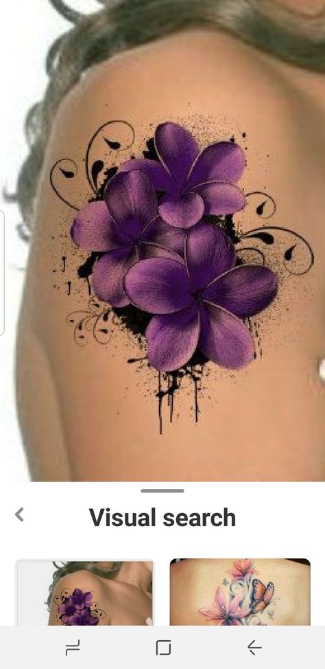 Flower Tats, Purple Flower Tattoos, Tatuaje Cover Up, Realistic Fake Tattoos, Tattoo Shoulder, Tattoos For Women Flowers, Tattoos For Women Half Sleeve, Hawaiian Tattoo, Full Sleeve Tattoos