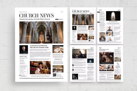 Newsletter Layout Template, Newsletter Design Layout Templates, Newsletter Design Layout Creative, Church Website Design, Newsletter Design Layout, Magazine Cover Layout, Newsletter Template Free, Cover Layout, Church Newsletter